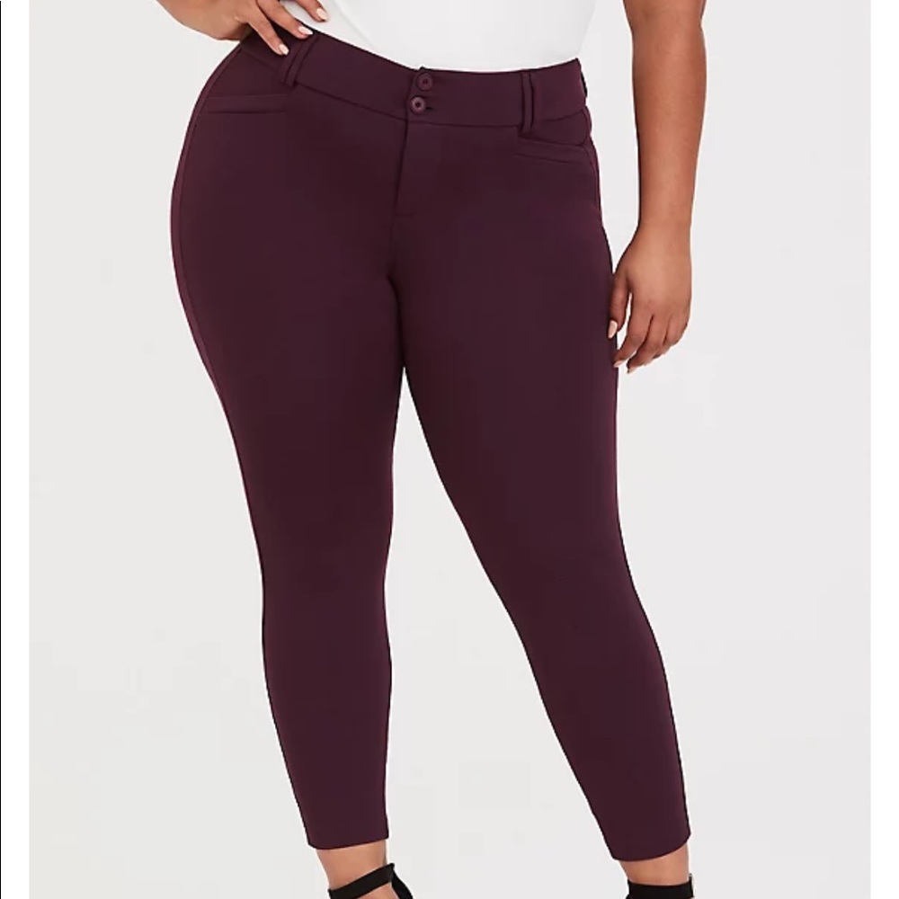 STUDIO PREMIUM PONTE ANKLE SKINNIES - BURGUNDY